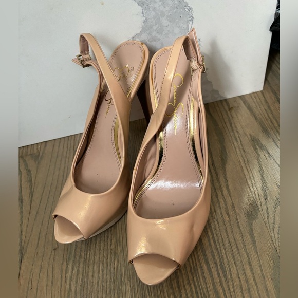 Jessica Simpson Solano Nude Tan Rose Gold Champagne Slingback Heels Pumps size 8 - Picture 12 of 12